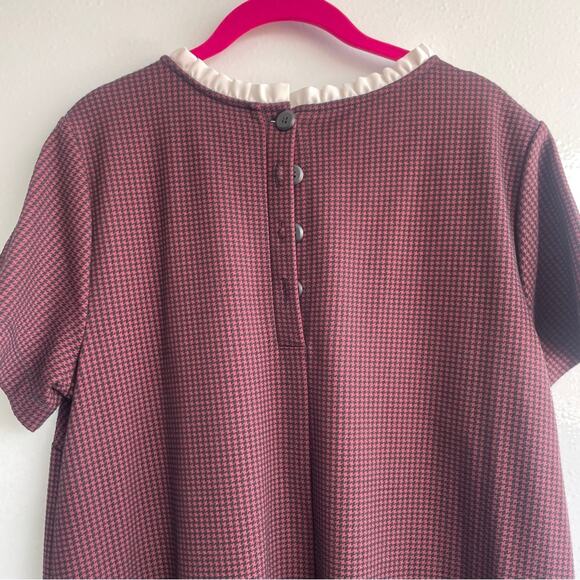 LOFT Women's Mini Dress Houndstooth Ruffle Collar - Picture 3 of 7